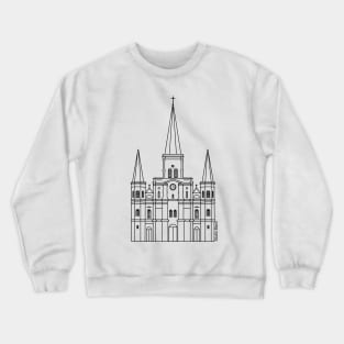 New Orleans St. Louis Cathedral Minimalist Black Outline Crewneck Sweatshirt